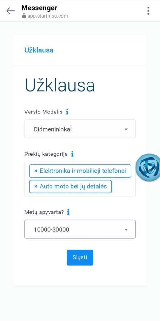A form for collecting leads in Facebook Messenger with StartMsg
