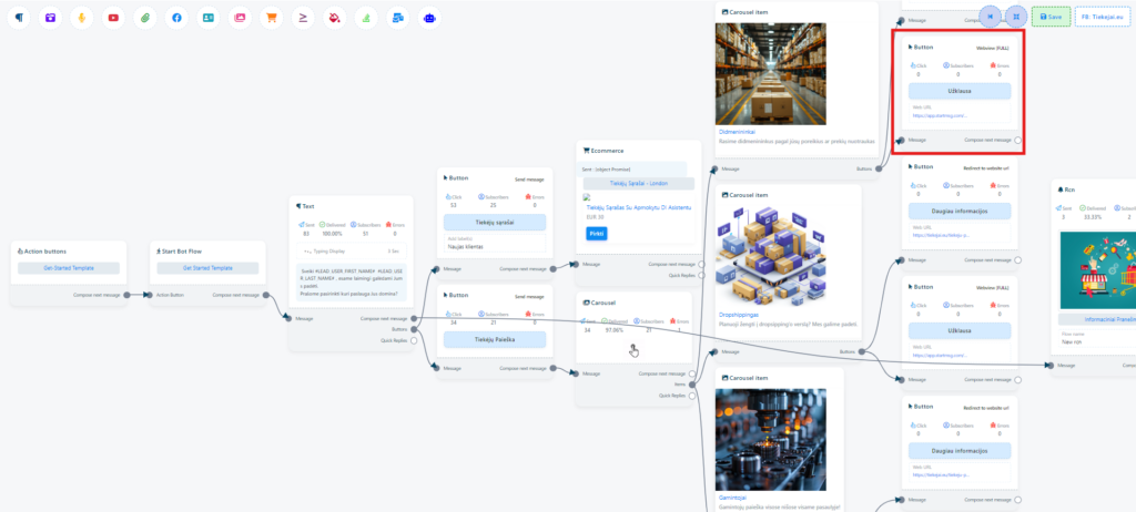 StartMsg chat builder window for chat automation